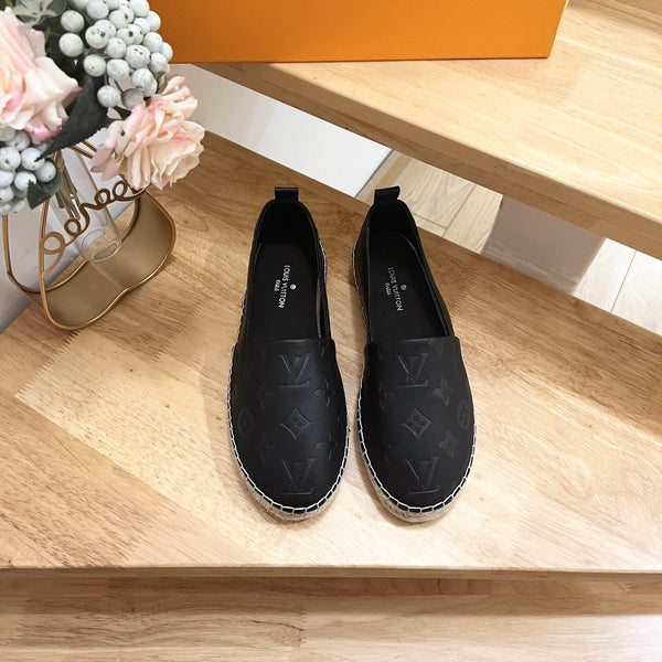 LV Embossed Espadrilles Black Sheepskin 240628
