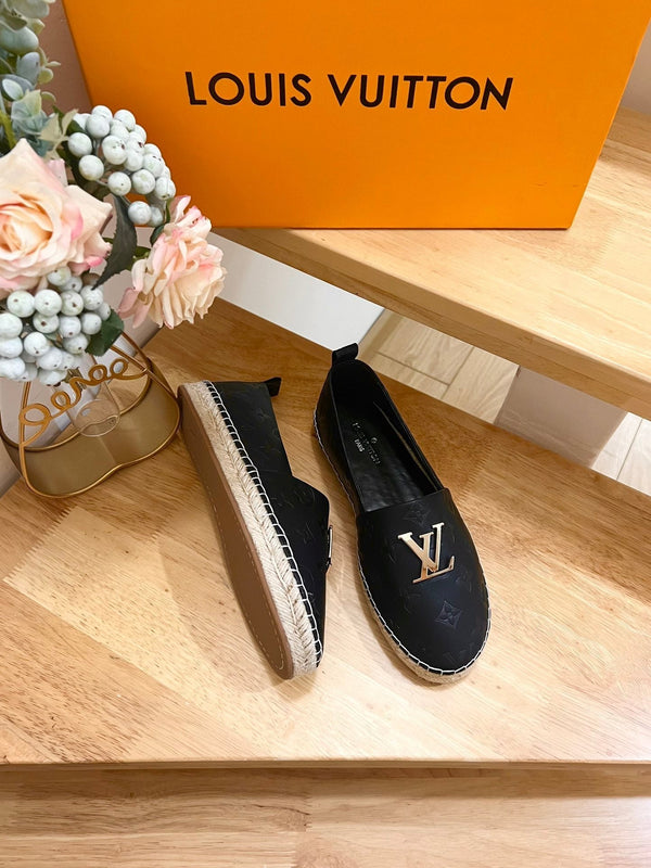 LV Embossed Fisherman Espadrilles Black Sheepskin 240629