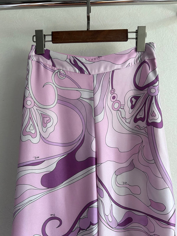 Pucci 26s Stella-Print Silk Pant Purple Silk 391066