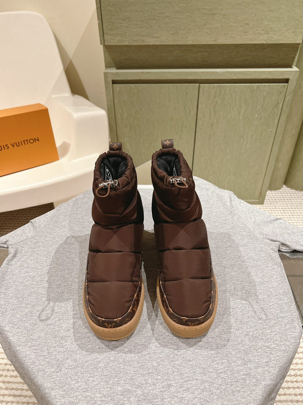 LV Cloud Ankle Boot Sneaker Brown Nylon Monogram Canvas