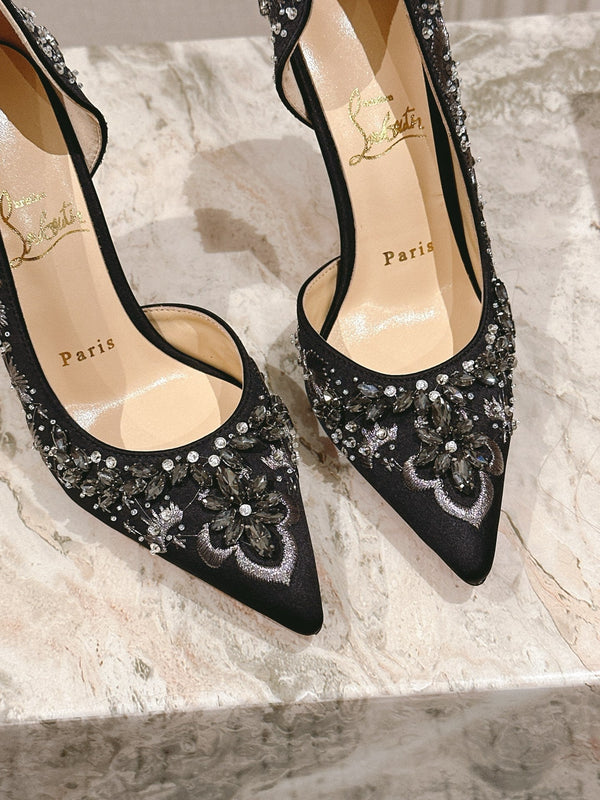 CL 25 Embellished Pumps Black Imported Original Special 346313