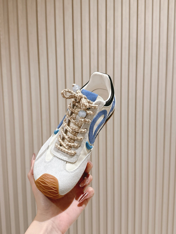 Loewe 2025 Paula's Ibiza Flow Runner Sneaker Ivory Blue Suede Leather 556048