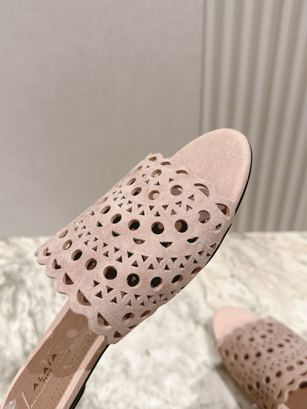Alaia 2025 Vienne Slippers Pink Lambskin 293660