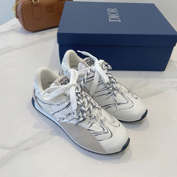 CD 26s D-Sketch Sneakers White Suede Lambskin 908096