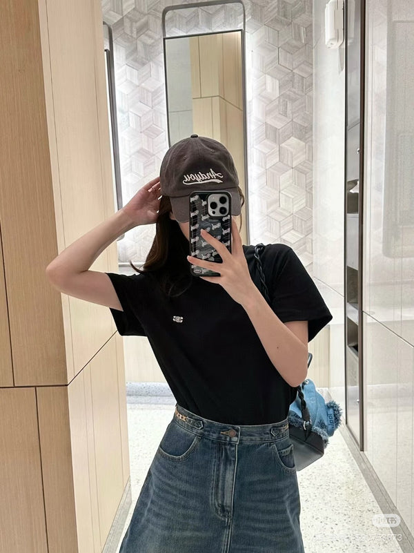 Celine Triomphe Embroidery T-shirt Cotton 351310
