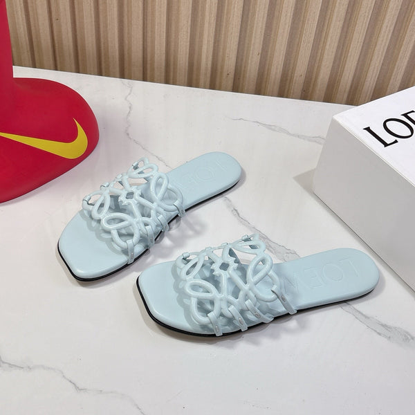 Petal Anagram Slide in Sky Blue Soft Calfskin 273743