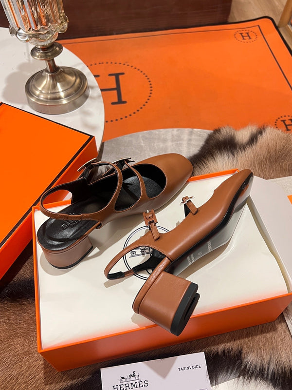 HM Jackie 50 Pump Tan Brown Calfskin 680234