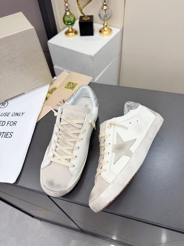 Golden Goose 26s Superstar Sneakers White Sliver Glitter Leather 735892