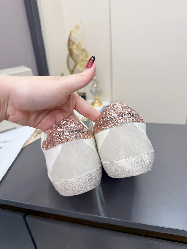 Golden Goose 26s Superstar Sneakers White Gold Pink Glitter Leather 735894