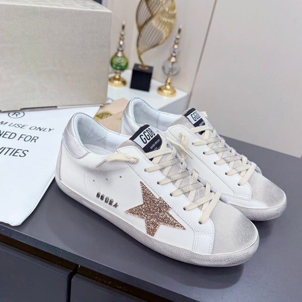 Golden Goose 26s Superstar Sneakers White Gold Glitter Leather 735895