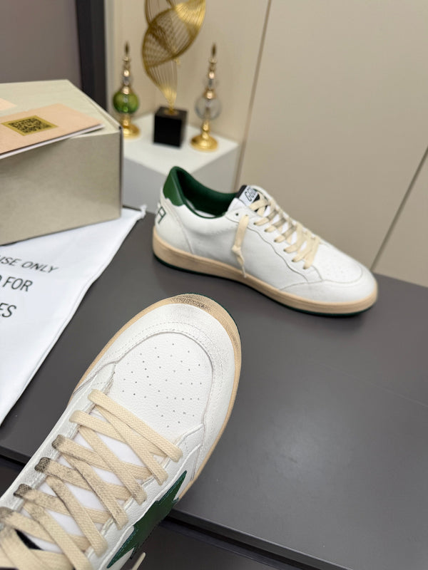 Golden Goose 26s Ball Star Sneakers White Green Leather 735898