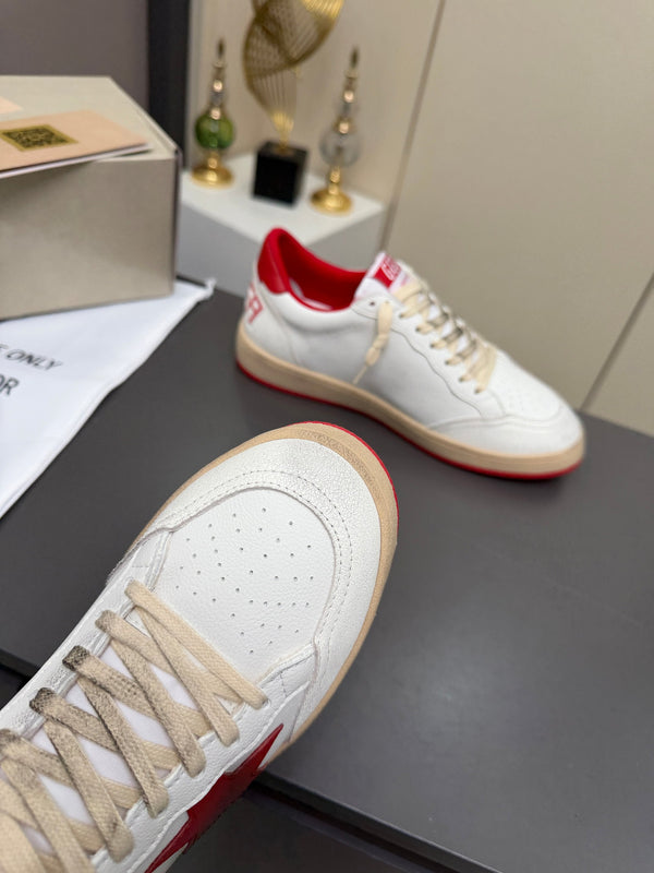 Golden Goose 26s Ball Star Sneakers Red White Leather 735901