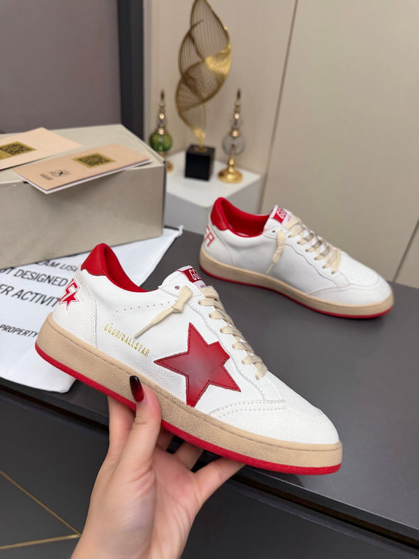 Golden Goose 26s Ball Star Sneakers Red White Leather 735901