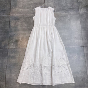 Max Mar 26s Maxi Dress White Linen 400510
