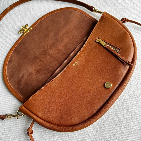 CL Halfmoon Triomphe Small Bag 25cm Brown Lambskin