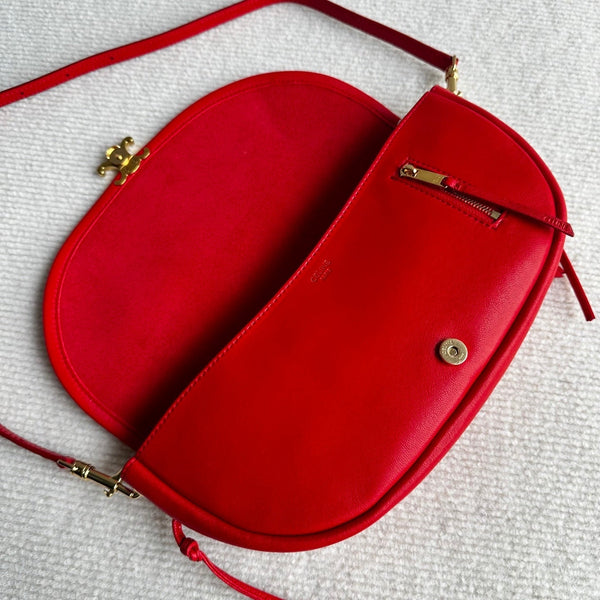 CL Halfmoon Triomphe Small Bag 25cm Red Lambskin