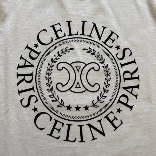 Celine SS26 Printed Short-Sleeve Tee White Cotton 350453