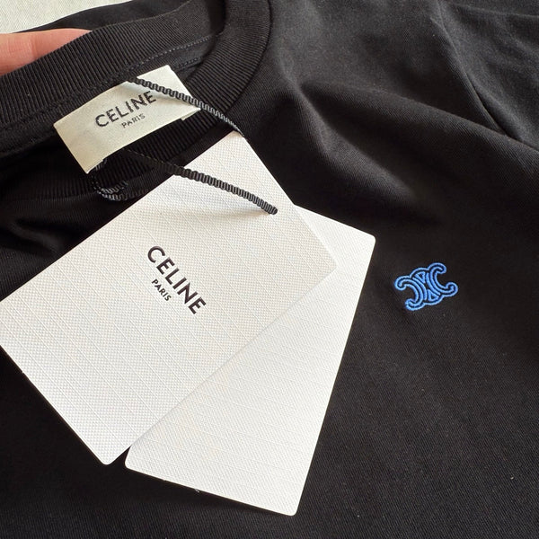 Celine SS26 Classic Small Logo Embroidered Tee Cotton 350480