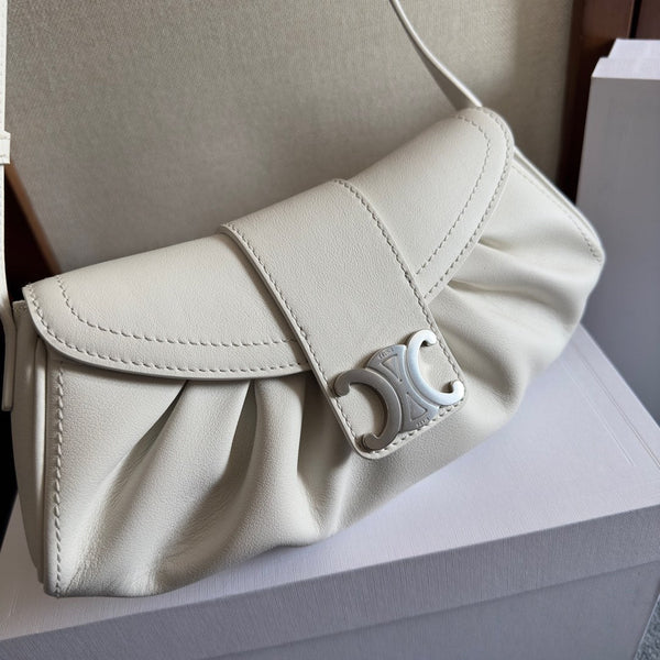 TEEN POLLY 29 IN WHITE CALFSKIN SILVER HARDWARE