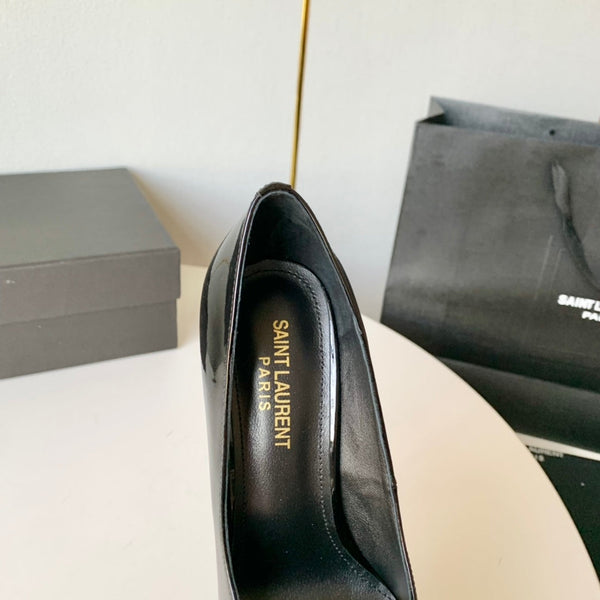 SL TRIANGLE BASIC HIGH HEELS BLACK CALFSKIN