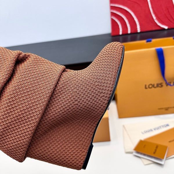 LV CSummer Mid Wedge Boot Brown Knit 542225