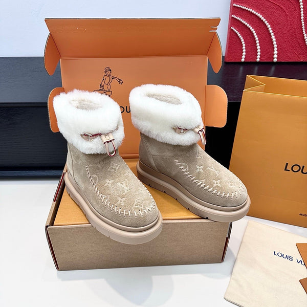 LV Cortina Low Boots Khahi Suede Wool 542235