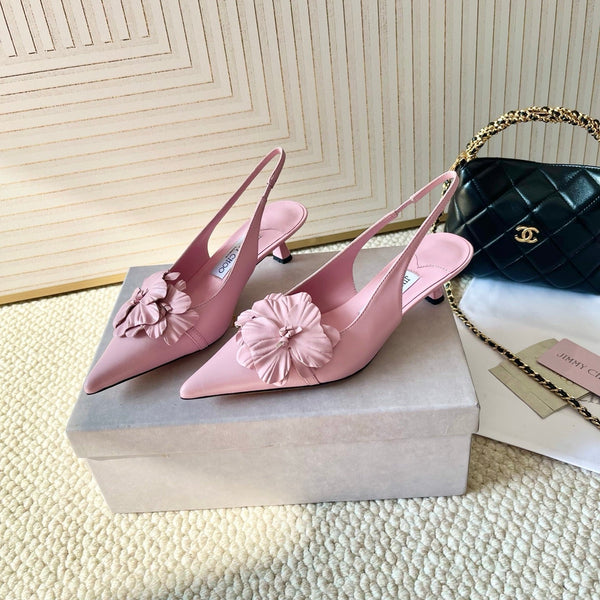 Jimmy Choo Skye Corsage Slingback Pink Sheepskin 669833