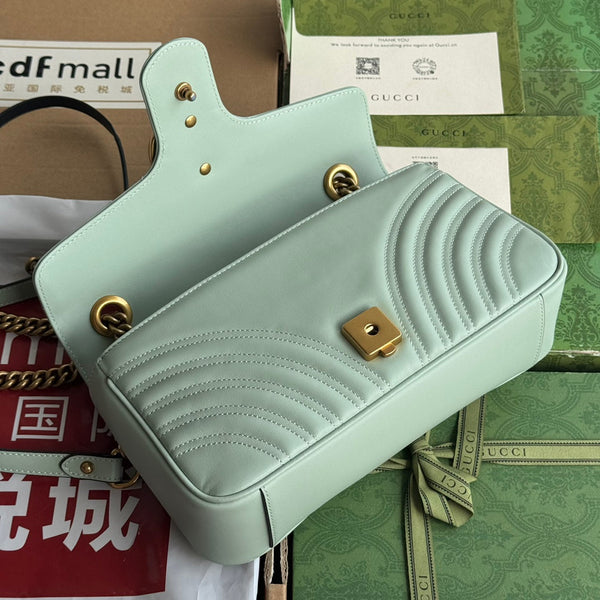 gg marmont 26cm turquoise calfskin gold hardware