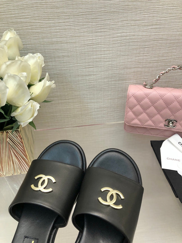 CC 25C Mid Heel Mule Black Genuine Calfskin 212956