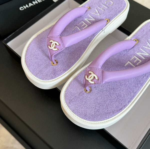 CC 26s Thick-soled Flip-Flops Lavender Purple Lambskin