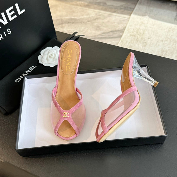 CC 26s Sandal 7cm Pink Mesh Lambskin 700613