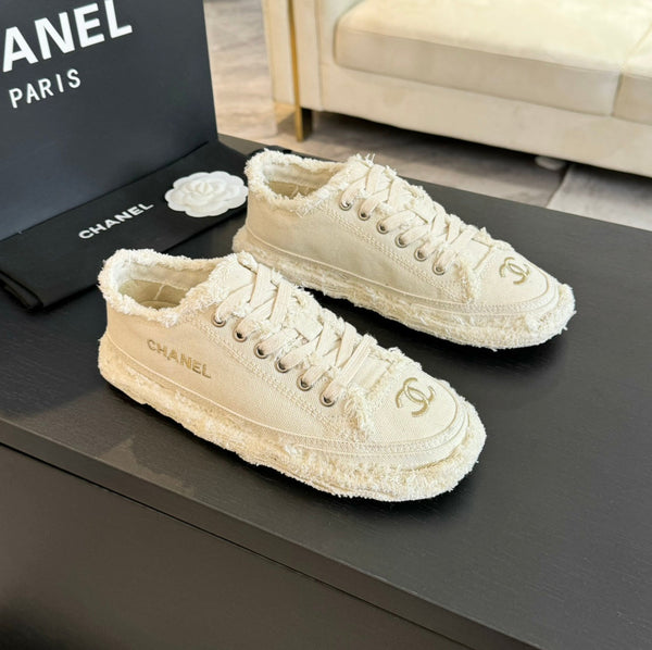 cc low sneaker white denim embroidery canvas