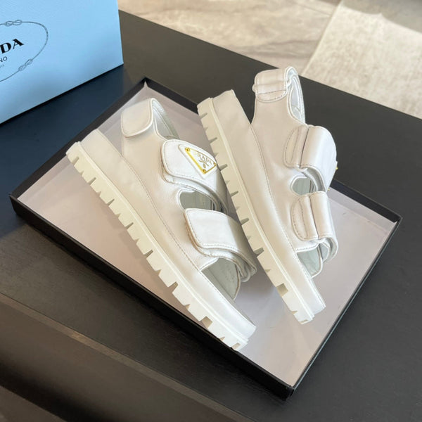 PRA FLAT NAPPA SANDALS WHITE LAMBSKIN