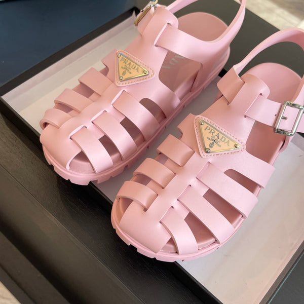PRA RUBBER FISHERMAN SANDALS LIGHT PINK CALFSKIN