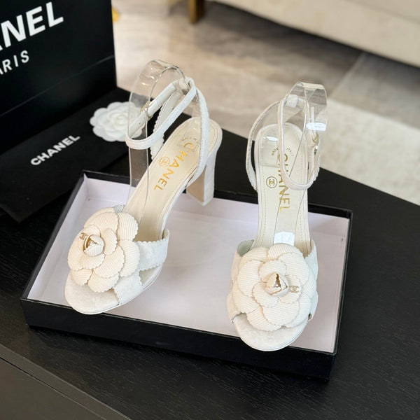 CC Sandals 80mm White Suede