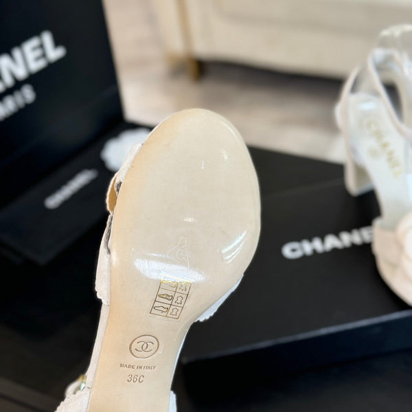 CC Sandals 80mm White Suede