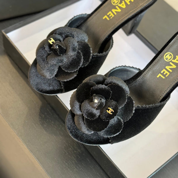 CC Mules 80mm Black Velvet