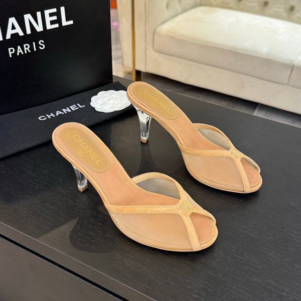 CC 26s Sandal 7cm Beige Mesh Suede 700604