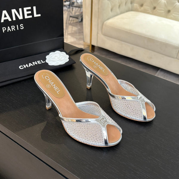 CC 26s Sandal 7cm Sliver Mesh Lambskin 700611