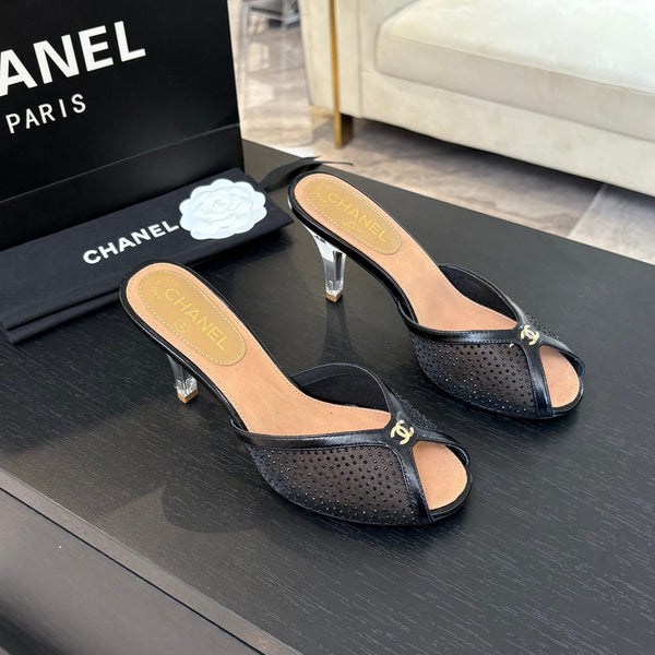 CC 26s Sandal 7cm Black Mesh Lambskin 700612