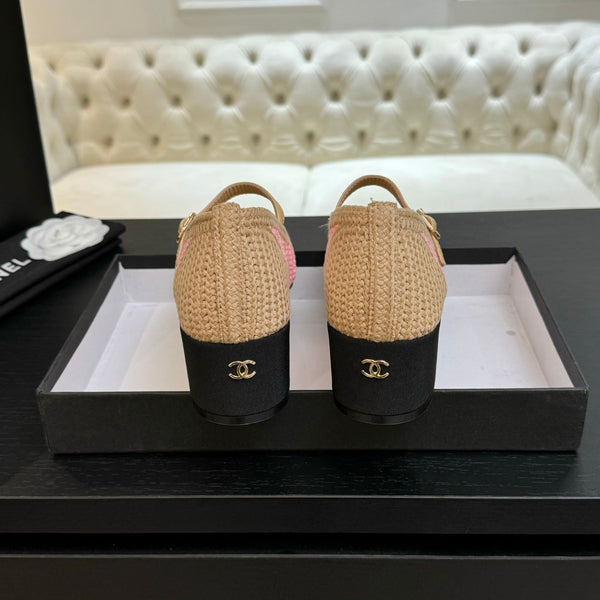 CC 25P Mary Jane 50mm Beige Pink Raffia 373788