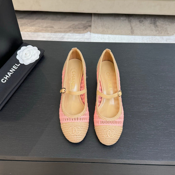 CC 25P Mary Jane 50mm Beige Pink Raffia 373788