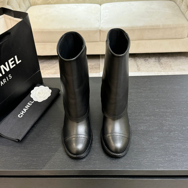 CC 26s Chunky Heel Trouser Ankle Boots Black Sheepskin 673034