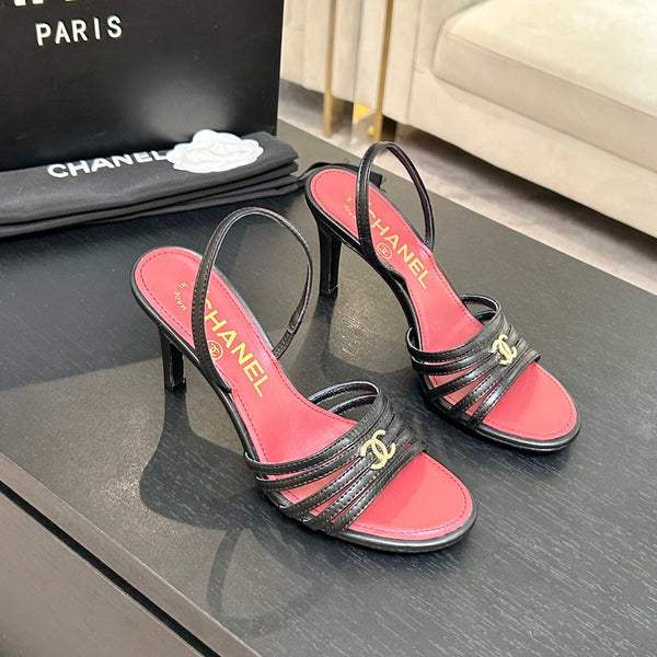 CC Métiers d’art 26s Sandal 6cm Black Leather 847254