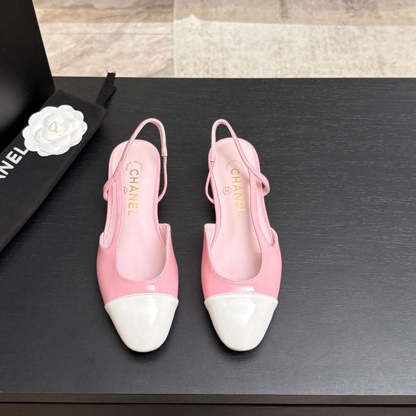 CC 26s Classic Slingback Flat Pink White Patent Leather 907642