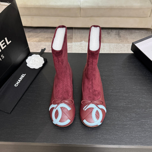 CC 26s Cap-Toe Sock Boots Burgundy Suede Leather 106822