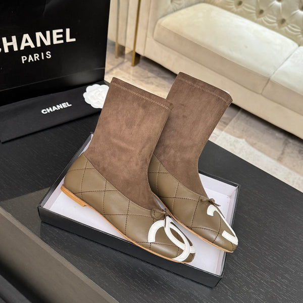 CC 26s Cap-Toe Sock Boots Khaki Suede Leather 106824