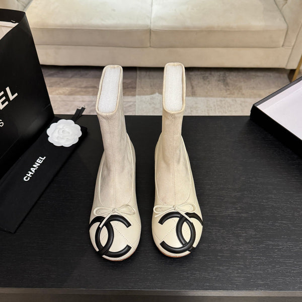 CC 26s Cap-Toe Sock Boots Off-White Suede Leather 106826