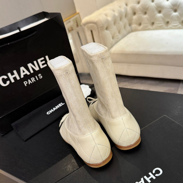 CC 26s Cap-Toe Sock Boots Off-White Suede Leather 106826