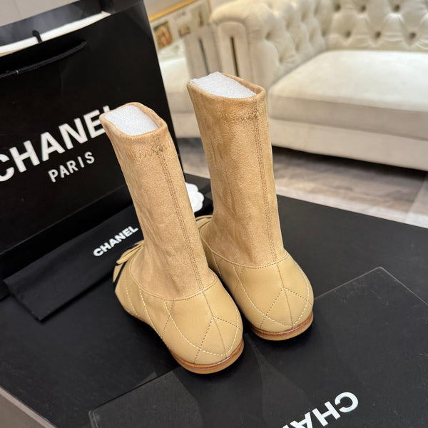 CC 26s Cap-Toe Sock Boots Apricot Suede Leather 106827
